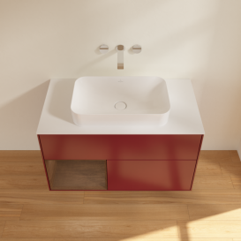 Тумба под раковину Villeroy & Boch Finion 100х50,1 см с подсветкой МДФ пион матовый лак/стекло белое матовое G651GNHB