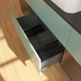 Тумба под раковину Villeroy & Boch Finion 160х50,1 см с подсветкой МДФ оливковый матовый лак/стекло черное матовое F332GNGM