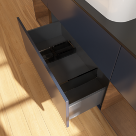 Тумба под раковину Villeroy & Boch Finion 160х50,1 см с подсветкой МДФ темно-синий матовый лак/стекло черное матовое F332GNHG