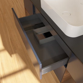 Тумба под раковину Villeroy & Boch Finion 160х50,1 см с подсветкой МДФ темно-синий матовый лак/стекло черное матовое F332GNHG