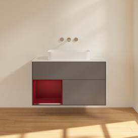 Тумба под раковину Villeroy & Boch Finion 100х50,1 см с подсветкой МДФ антрацит матовый лак/стекло белое матовое G651HBGK