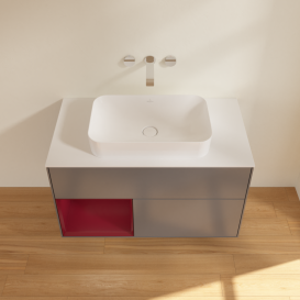 Тумба под раковину Villeroy & Boch Finion 100х50,1 см с подсветкой МДФ антрацит матовый лак/стекло белое матовое G651HBGK