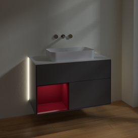 Тумба под раковину Villeroy & Boch Finion 100х50,1 см с подсветкой МДФ антрацит матовый лак/стекло белое матовое G651HBGK