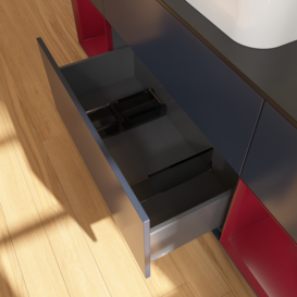 Тумба под раковину Villeroy & Boch Finion 160х50,1 см с подсветкой МДФ темно-синий матовый лак/стекло черное матовое F332HBHG