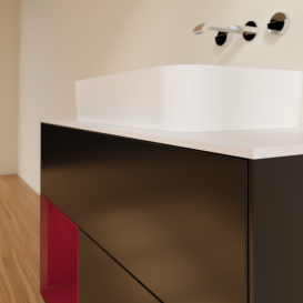 Тумба под раковину Villeroy & Boch Finion 100х50,1 см с подсветкой МДФ черный матовый лак/стекло белое матовое G651HBPD