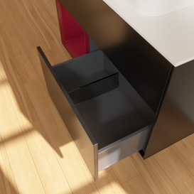 Тумба под раковину Villeroy & Boch Finion 100х50,1 см с подсветкой МДФ черный матовый лак/стекло белое матовое G651HBPD