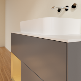 Тумба под раковину Villeroy & Boch Finion 100х50,1 см с подсветкой МДФ антрацит матовый лак/стекло белое матовое G651HFGK