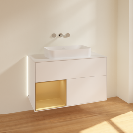 Тумба под раковину Villeroy & Boch Finion 100х50,1 см с подсветкой МДФ белый матовый лак/стекло белое матовое G651HFMT