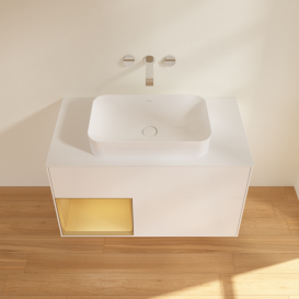 Тумба под раковину Villeroy & Boch Finion 100х50,1 см с подсветкой МДФ белый матовый лак/стекло белое матовое G651HFMT