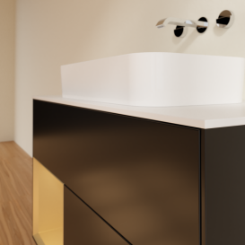 Тумба под раковину Villeroy & Boch Finion 100х50,1 см с подсветкой МДФ черный матовый лак/стекло белое матовое G651HFPD