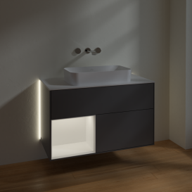Тумба под раковину Villeroy & Boch Finion 100х50,1 см с подсветкой МДФ антрацит матовый лак/стекло белое матовое G651MTGK