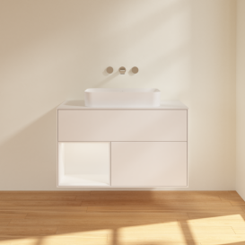 Тумба под раковину Villeroy & Boch Finion 100х50,1 см с подсветкой МДФ белый матовый лак/стекло белое матовое G651MTMT