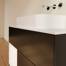 Тумба под раковину Villeroy & Boch Finion 100х50,1 см с подсветкой МДФ черный матовый лак/стекло белое матовое G651MTPD