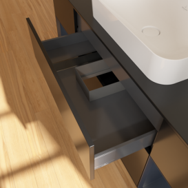 Тумба под раковину Villeroy & Boch Finion 160х50,1 см с подсветкой МДФ черный матовый лак/стекло черное матовое F332HGPD