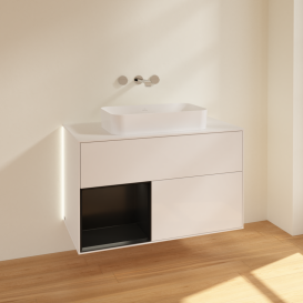 Тумба под раковину Villeroy & Boch Finion 100х50,1 см с подсветкой МДФ глянцевый белый лак/стекло белое матовое G651PDGF