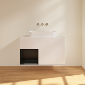 Тумба под раковину Villeroy & Boch Finion 100х50,1 см с подсветкой МДФ глянцевый белый лак/стекло белое матовое G651PDGF