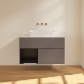 Тумба под раковину Villeroy & Boch Finion 100х50,1 см с подсветкой МДФ антрацит матовый лак/стекло белое матовое G651PDGK