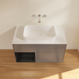 Тумба под раковину Villeroy & Boch Finion 100х50,1 см с подсветкой МДФ антрацит матовый лак/стекло белое матовое G651PDGK