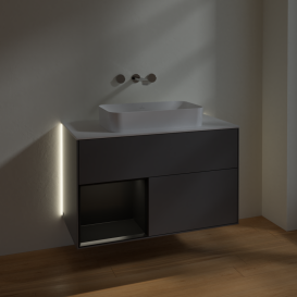 Тумба под раковину Villeroy & Boch Finion 100х50,1 см с подсветкой МДФ антрацит матовый лак/стекло белое матовое G651PDGK