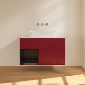 Тумба під раковину Villeroy & Boch Finion 100х50,1 см з підсвічуванням МДФ півонія матовий лак/скло біле матове G651PDHB