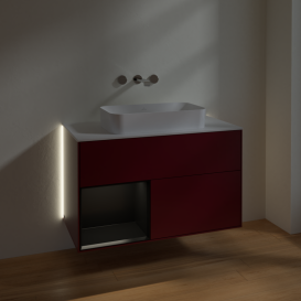 Тумба під раковину Villeroy & Boch Finion 100х50,1 см з підсвічуванням МДФ півонія матовий лак/скло біле матове G651PDHB