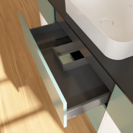 Тумба под раковину Villeroy & Boch Finion 160х50,1 см с подсветкой МДФ оливковый матовый лак/стекло черное матовое F332MTGM