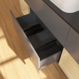 Тумба под раковину Villeroy & Boch Finion 160х50,1 см с подсветкой МДФ антрацит матовый лак/стекло черное матовое F332PCGK