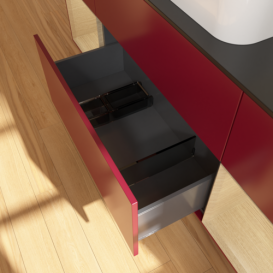 Тумба под раковину Villeroy & Boch Finion 160х50,1 см с подсветкой МДФ пион матовый лак/стекло черное матовое F332PCHB