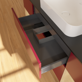 Тумба под раковину Villeroy & Boch Finion 160х50,1 см с подсветкой МДФ пион матовый лак/стекло черное матовое F332PCHB