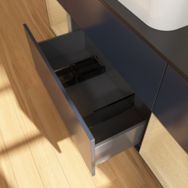 Тумба под раковину Villeroy & Boch Finion 160х50,1 см с подсветкой МДФ темно-синий матовый лак/стекло черное матовое F332PCHG