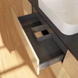 Тумба под раковину Villeroy & Boch Finion 160х50,1 см с подсветкой МДФ шпон дуба/стекло черное матовое F332PCPC