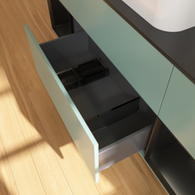 Тумба под раковину Villeroy & Boch Finion 160х50,1 см с подсветкой МДФ оливковый матовый лак/стекло черное матовое F332PDGM