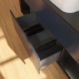 Тумба под раковину Villeroy & Boch Finion 160х50,1 см с подсветкой МДФ темно-синий матовый лак/стекло черное матовое F332PDHG