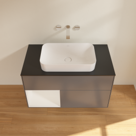 Тумба под раковину Villeroy & Boch Finion 100х50,1 см с подсветкой МДФ антрацит матовый лак/стекло черное матовое G652GFGK