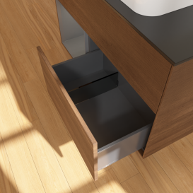 Тумба под раковину Villeroy & Boch Finion 100х50,1 см с подсветкой МДФ шпон грецкого ореха/стекло черное матовое G652GKGN