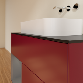 Тумба под раковину Villeroy & Boch Finion 100х50,1 см с подсветкой МДФ пион матовый лак/стекло черное матовое G652GKHB