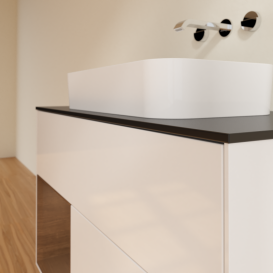 Тумба под раковину Villeroy & Boch Finion 100х50,1 см с подсветкой МДФ глянцевый белый лак/стекло черное матовое G652GNGF