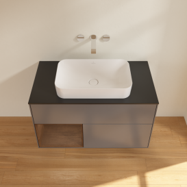 Тумба под раковину Villeroy & Boch Finion 100х50,1 см с подсветкой МДФ антрацит матовый лак/стекло черное матовое G652GNGK