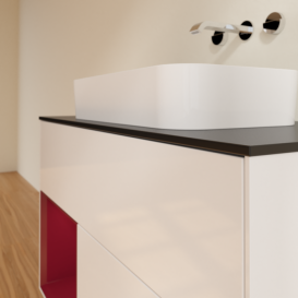 Тумба под раковину Villeroy & Boch Finion 100х50,1 см с подсветкой МДФ глянцевый белый лак/стекло черное матовое G652HBGF