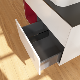 Тумба под раковину Villeroy & Boch Finion 100х50,1 см с подсветкой МДФ глянцевый белый лак/стекло черное матовое G652HBGF