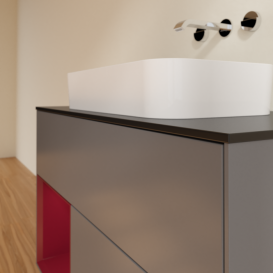 Тумба под раковину Villeroy & Boch Finion 100х50,1 см с подсветкой МДФ антрацит матовый лак/стекло черное матовое G652HBGK