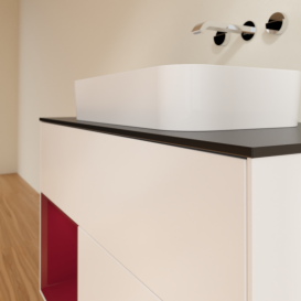 Тумба под раковину Villeroy & Boch Finion 100х50,1 см с подсветкой МДФ белый матовый лак/стекло черное матовое G652HBMT