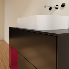 Тумба под раковину Villeroy & Boch Finion 100х50,1 см с подсветкой МДФ черный матовый лак/стекло черное матовое G652HBPD