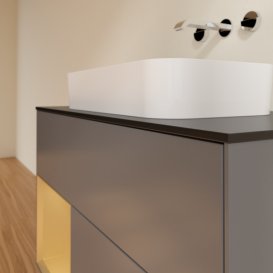 Тумба под раковину Villeroy & Boch Finion 100х50,1 см с подсветкой МДФ антрацит матовый лак/стекло черное матовое G652HFGK