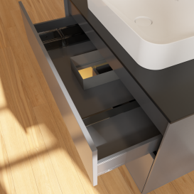 Тумба под раковину Villeroy & Boch Finion 100х50,1 см с подсветкой МДФ антрацит матовый лак/стекло черное матовое G652HFGK