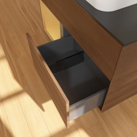 Тумба под раковину Villeroy & Boch Finion 100х50,1 см с подсветкой МДФ шпон грецкого ореха/стекло черное матовое G652HFGN