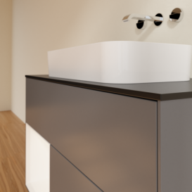 Тумба под раковину Villeroy & Boch Finion 100х50,1 см с подсветкой МДФ антрацит матовый лак/стекло черное матовое G652MTGK