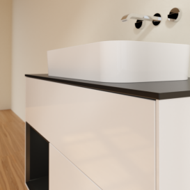 Тумба под раковину Villeroy & Boch Finion 100х50,1 см с подсветкой МДФ глянцевый белый лак/стекло черное матовое G652PDGF