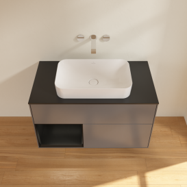 Тумба под раковину Villeroy & Boch Finion 100х50,1 см с подсветкой МДФ антрацит матовый лак/стекло черное матовое G652PDGK