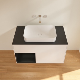 Тумба под раковину Villeroy & Boch Finion 100х50,1 см с подсветкой МДФ белый матовый лак/стекло черное матовое G652PDMT